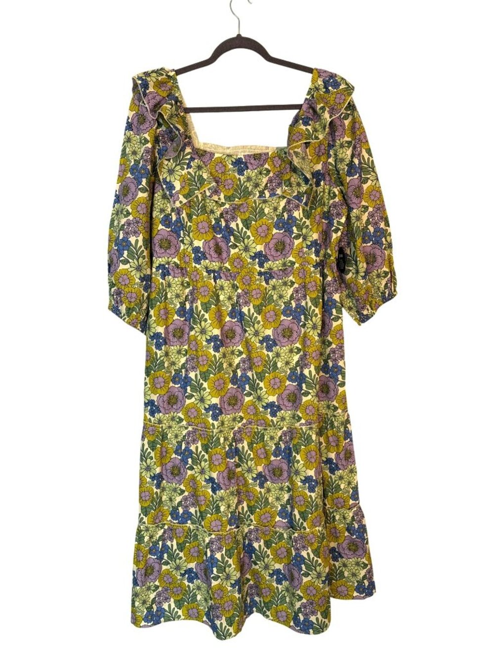 NWT Joanie Floral Midi Dress With Pockets & Ruffle Details Size US 16
